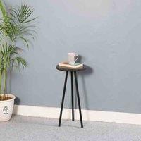 IH Design Luxor Side Table With Black Marble Top & Metal Legs
