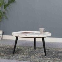IH Design York Cofee Table With Marble Top And Metal Legs, Brown