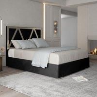 Casani Alison Upholstered Soft Velvet Metal Bed Frame in Black | Size: Super King