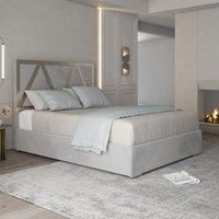 Casani Alison Upholstered Soft Velvet Metal Bed Frame in Grey | Size: Super King