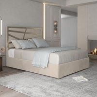 Casani Arabella Upholstered Soft Velvet Metal Bed Frame in Cream | Size: Super King