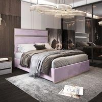 Casani Bentley Upholstered Soft Velvet Metal Bed Frame in Pink | Size: Super King