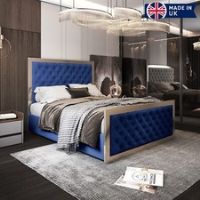 Luxury Maddison Upholstered Soft Velvet Metal Bed Frame 54" Headboard