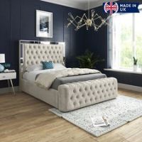 Marino Upholstered Soft Velvet Bed Frame Mirrored Panels And Opulent Design