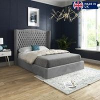 Rana Curved Top Winged Upholstered Soft Velvet Bed Frame Envious Design