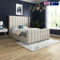 Romano Straight Winged Upholstered Soft Velvet Bed Frame Versatile Design