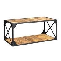 Alteus Vintage Up cycled Industrial Coffee Table with Shelf Metal and Wood