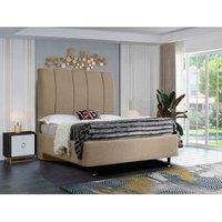 Eleganza Home Eleganza Torrini Upholstered Bed Frame Wool Fabric Double Latte