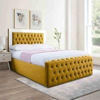 Eleganza Home Eleganza Royale Mirror Upholstered Bed Frame Plush Velvet Fabric King Yellow