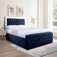 Eleganza Home Eleganza Royale Mirror Upholstered Bed Frame Plush Velvet Fabric King Blue