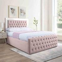 Eleganza Home Eleganza Royale Mirror Upholstered Bed Frame Plush Velvet Fabric Super King Pink