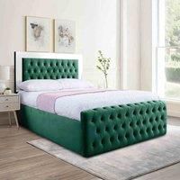 Eleganza Home Eleganza Royale Mirror Upholstered Bed Frame Plush Velvet Fabric Super King Green