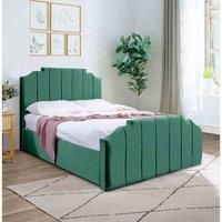 Eleganza Home Eleganza Trestle Upholstered Bed Frame Plush Velvet Fabric Single Green