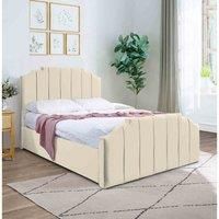 Eleganza Home Eleganza Trestle Upholstered Bed Frame Plush Velvet Fabric Single Cream