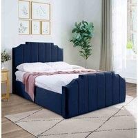 Eleganza Home Eleganza Trestle Upholstered Bed Frame Plush Velvet Fabric Single Blue