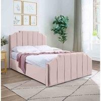 Eleganza Home Eleganza Trestle Upholstered Bed Frame Plush Velvet Fabric Small Double Pink