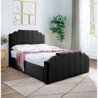 Eleganza Home Eleganza Trestle Upholstered Bed Frame Plush Velvet Fabric Super King Black