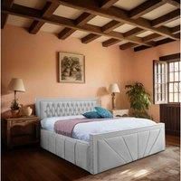 Eleganza Home Eleganza Liarra Upholstered Bed Frame Plush Velvet Fabric Double Grey