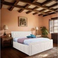 Eleganza Home Eleganza Liarra Upholstered Bed Frame Plush Velvet Fabric Double Cream