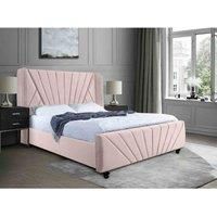 Eleganza Home Eleganza Dailyn Upholstered Bed Frame Plush Velvet Fabric Single Pink