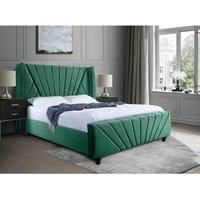 Eleganza Home Eleganza Dailyn Upholstered Bed Frame Plush Velvet Fabric Single Green