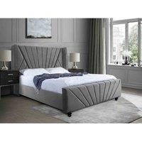 Eleganza Home Eleganza Dailyn Upholstered Bed Frame Plush Velvet Fabric Single Silver