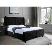 Eleganza Home Eleganza Dailyn Upholstered Bed Frame Plush Velvet Fabric Small Double Black
