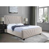 Eleganza Home Eleganza Dailyn Upholstered Bed Frame Plush Velvet Fabric Small Double Cream
