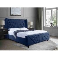 Eleganza Home Eleganza Dailyn Upholstered Bed Frame Plush Velvet Fabric Small Double Blue