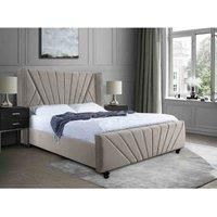 Eleganza Home Eleganza Dailyn Upholstered Bed Frame Plush Velvet Fabric Small Double Silver