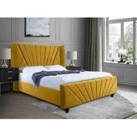 Eleganza Home Eleganza Dailyn Upholstered Bed Frame Plush Velvet Fabric Double Yellow