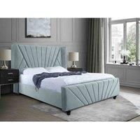 Eleganza Home Eleganza Dailyn Upholstered Bed Frame Plush Velvet Fabric Double Blue