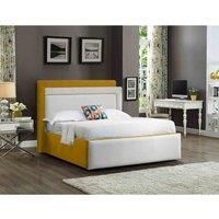Eleganza Home Eleganza Bernado Upholstered Bed Frame Plush Velvet Fabric Small Double Yellow