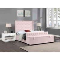 Eleganza Home Eleganza Devlet Upholstered Bed Frame Plush Velvet Fabric Single Pink