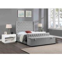 Eleganza Home Eleganza Devlet Upholstered Bed Frame Plush Velvet Fabric Single Grey