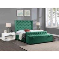 Eleganza Home Eleganza Devlet Upholstered Bed Frame Plush Velvet Fabric King Green
