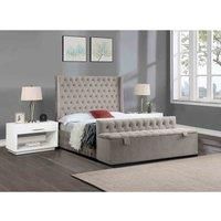 Eleganza Home Eleganza Devlet Upholstered Bed Frame Plush Velvet Fabric King Silver