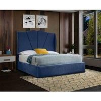 Eleganza Home Eleganza Harley Upholstered Bed Frame Plush Velvet Fabric Single Blue