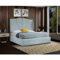 Eleganza Home Eleganza Harley Upholstered Bed Frame Plush Velvet Fabric Single Blue