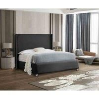 Eleganza Home Eleganza Cosmo Upholstered Bed Frame Plush Velvet Fabric Single Black