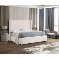 Eleganza Home Eleganza Cosmo Upholstered Bed Frame Plush Velvet Fabric Double Cream