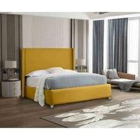 Eleganza Home Eleganza Cosmo Upholstered Bed Frame Plush Velvet Fabric Double Yellow