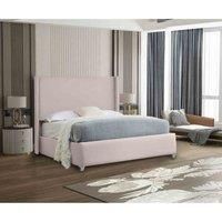 Eleganza Home Eleganza Cosmo Upholstered Bed Frame Plush Velvet Fabric King Pink
