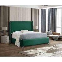 Eleganza Home Eleganza Cosmo Upholstered Bed Frame Plush Velvet Fabric King Green