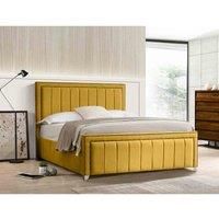 Eleganza Home Eleganza Lorrinne Upholstered Bed Frame Plush Velvet Fabric Super King Yellow