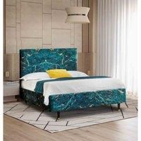 Eleganza Home Eleganza Emines Upholstered Bed Frame Printed Fabric Small Double Green