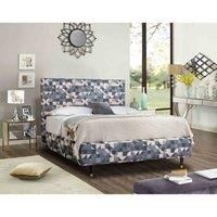 Eleganza Home Eleganza Benito Upholstered Bed Frame Printed Fabric Small Double Grey