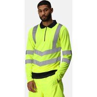 Regatta Professional Men's Quick-Drying Hi-Vis Long Sleeved Polo Shirts Yellow Navy, Size: Xxxl