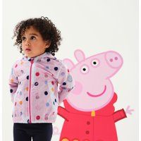 Regatta Kids Peppa Pig Muddy Puddle Waterproof Jacket - White Polka - 4-5 Yrs