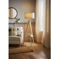 MiniSun  Tripod Floor Lamp In Light Wood + LED Bulb  Cool Grey